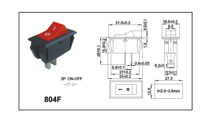 诚思生产销售804f船型开关,804f翘板开关,两档三档带